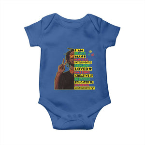 I Am Black Man Baby Onesie Cool Locd African American Pride Black History Month TS02 Royal Blue Print Your Wear