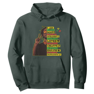 I Am Black Man Hoodie Cool Locd African American Pride Black History Month TS02 Dark Forest Green Print Your Wear