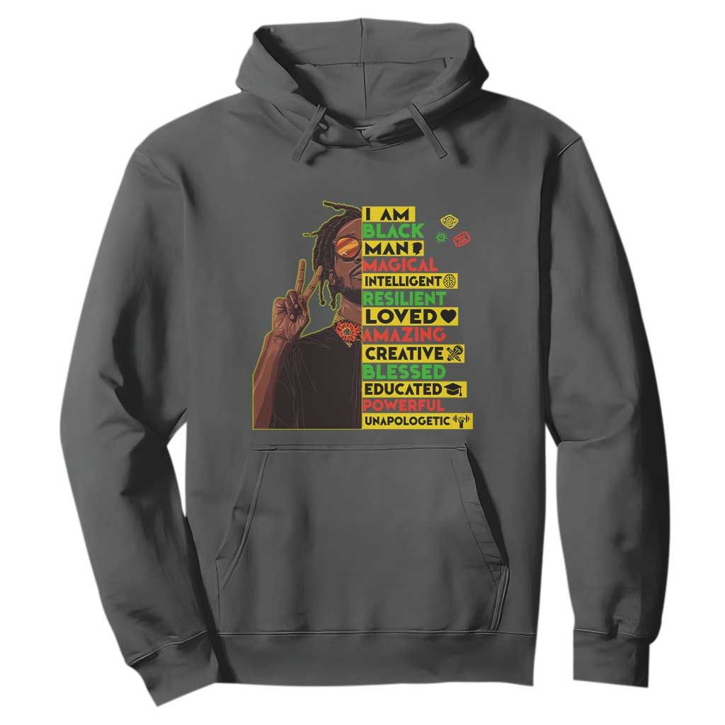 I Am Black Man Hoodie Cool Locd African American Pride Black History Month TS02 Dark Heather Print Your Wear