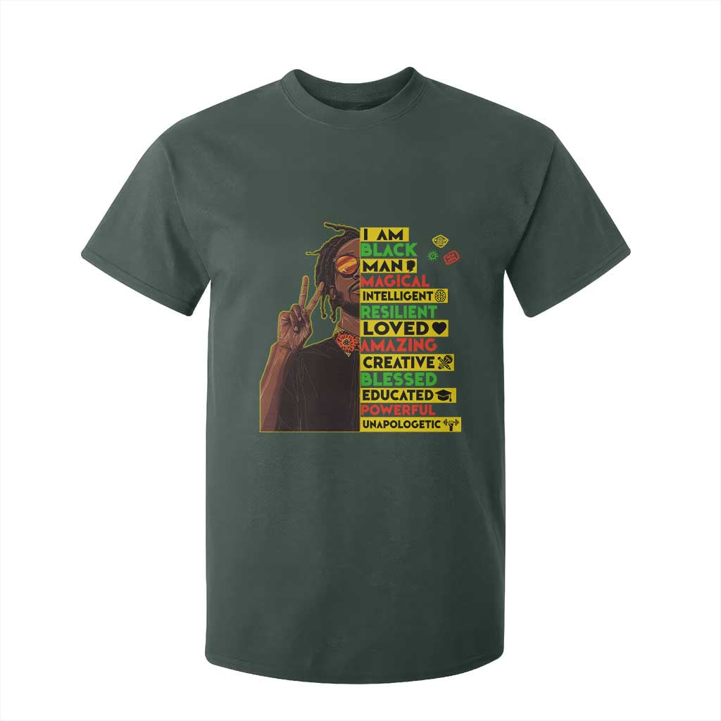 I Am Black Man T Shirt For Kid Cool Locd African American Pride Black History Month TS02 Dark Forest Green Print Your Wear