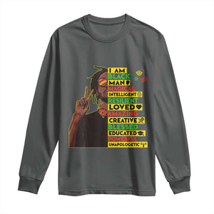 I Am Black Man Long Sleeve Shirt Cool Locd African American Pride Black History Month TS02 Dark Heather Print Your Wear