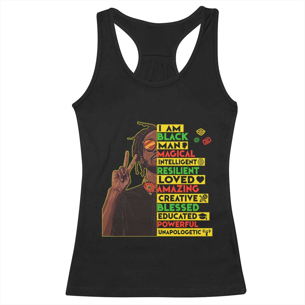 I Am Black Man Racerback Tank Top Cool Locd African American Pride Black History Month TS02 Black Print Your Wear