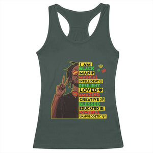 I Am Black Man Racerback Tank Top Cool Locd African American Pride Black History Month TS02 Dark Forest Green Print Your Wear