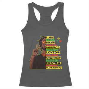I Am Black Man Racerback Tank Top Cool Locd African American Pride Black History Month TS02 Dark Heather Print Your Wear