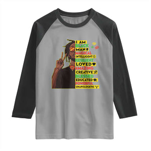 I Am Black Man Raglan Shirt Cool Locd African American Pride Black History Month TS02 Sport Gray Black Print Your Wear