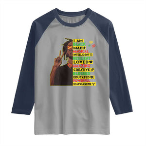 I Am Black Man Raglan Shirt Cool Locd African American Pride Black History Month TS02 Sport Gray Navy Print Your Wear