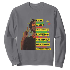 I Am Black Man Sweatshirt Cool Locd African American Pride Black History Month TS02 Charcoal Print Your Wear