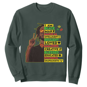 I Am Black Man Sweatshirt Cool Locd African American Pride Black History Month TS02 Dark Forest Green Print Your Wear