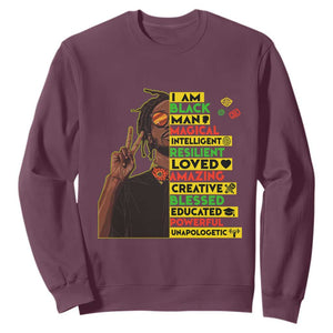I Am Black Man Sweatshirt Cool Locd African American Pride Black History Month TS02 Maroon Print Your Wear