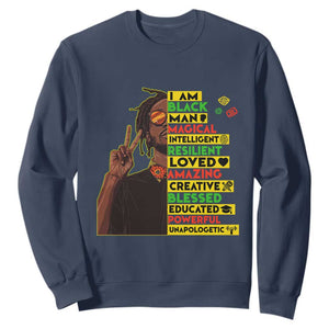 I Am Black Man Sweatshirt Cool Locd African American Pride Black History Month TS02 Navy Print Your Wear
