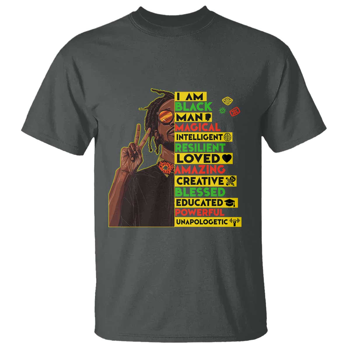 I Am Black Man T Shirt Cool Locd African American Pride Black History Month TS02 Dark Heather Print Your Wear