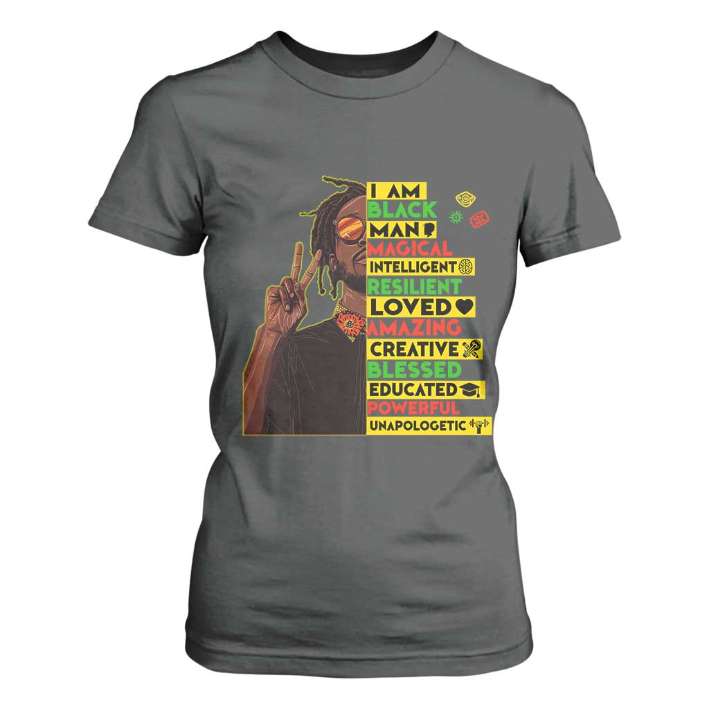 I Am Black Man T Shirt For Women Cool Locd African American Pride Black History Month TS02 Dark Heather Print Your Wear