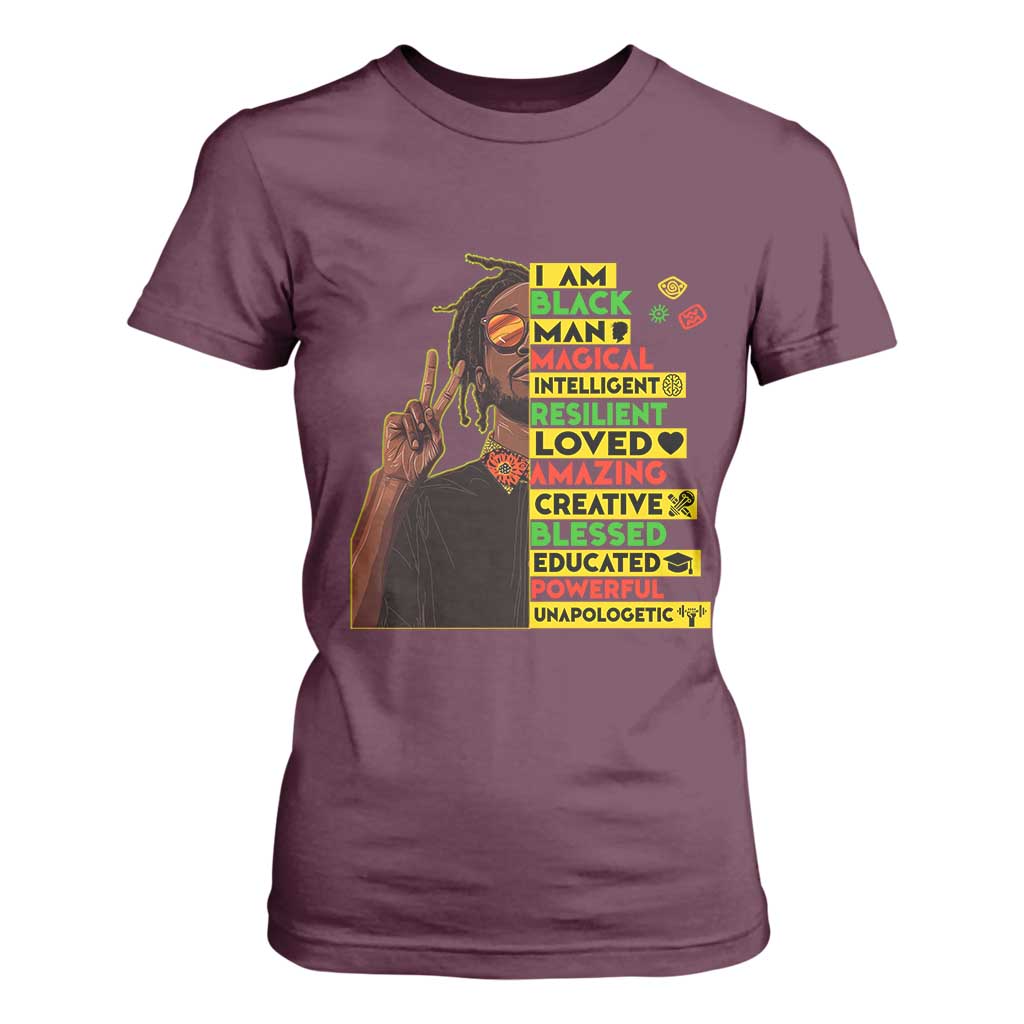 I Am Black Man T Shirt For Women Cool Locd African American Pride Black History Month TS02 Maroon Print Your Wear