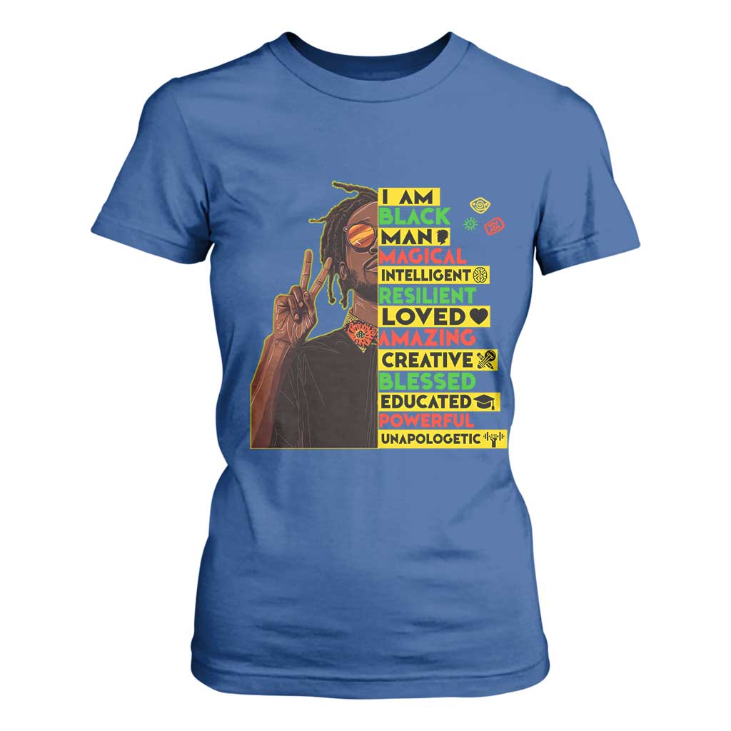 I Am Black Man T Shirt For Women Cool Locd African American Pride Black History Month TS02 Royal Blue Print Your Wear