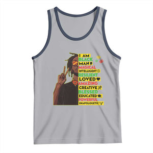 I Am Black Man Tank Top Cool Locd African American Pride Black History Month TS02 Athletic Heather Navy Print Your Wear