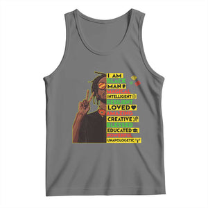 I Am Black Man Tank Top Cool Locd African American Pride Black History Month TS02 Black Heather Print Your Wear