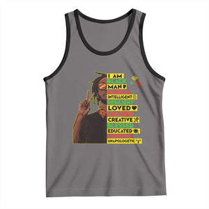 I Am Black Man Tank Top Cool Locd African American Pride Black History Month TS02 Deep Heather Black Print Your Wear