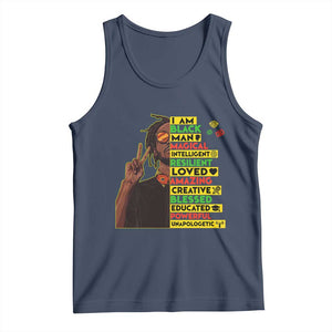 I Am Black Man Tank Top Cool Locd African American Pride Black History Month TS02 Navy Print Your Wear