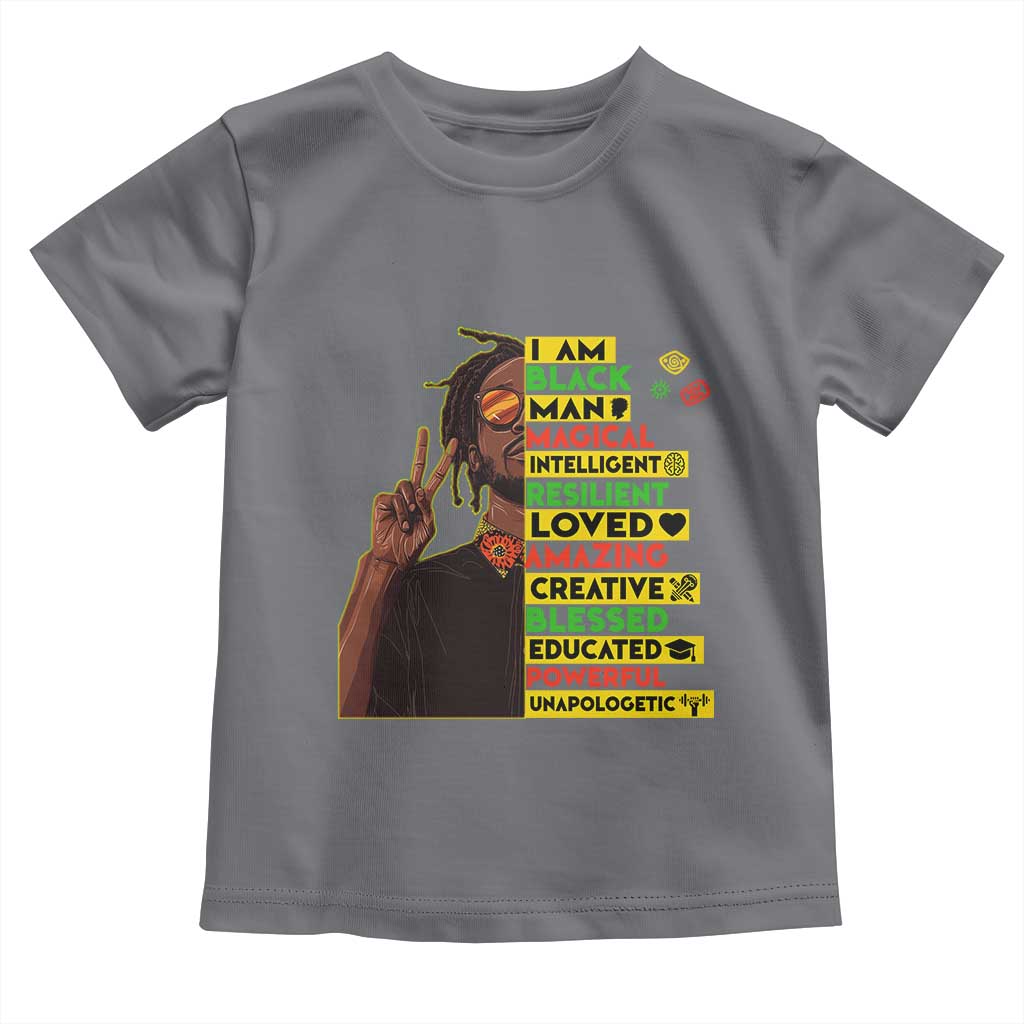 I Am Black Man Toddler T Shirt Cool Locd African American Pride Black History Month TS02 Charcoal Print Your Wear