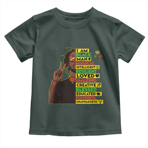 I Am Black Man Toddler T Shirt Cool Locd African American Pride Black History Month TS02 Dark Forest Green Print Your Wear