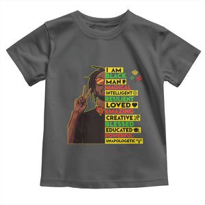 I Am Black Man Toddler T Shirt Cool Locd African American Pride Black History Month TS02 Dark Heather Print Your Wear