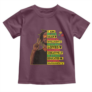 I Am Black Man Toddler T Shirt Cool Locd African American Pride Black History Month TS02 Maroon Print Your Wear