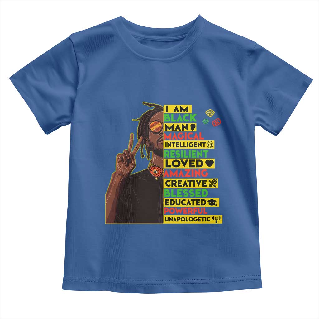 I Am Black Man Toddler T Shirt Cool Locd African American Pride Black History Month TS02 Royal Blue Print Your Wear