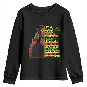 I Am Black Man Youth Sweatshirt Cool Locd African American Pride Black History Month TS02 Black Print Your Wear