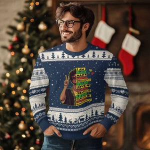 I Am Black Woman Ugly Christmas Sweater Afro African American Pride Black History Month TS02 Navy Beige Print Your Wear