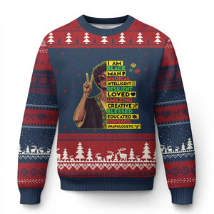 I Am Black Woman Ugly Christmas Sweater Afro African American Pride Black History Month TS02 Navy Red Print Your Wear