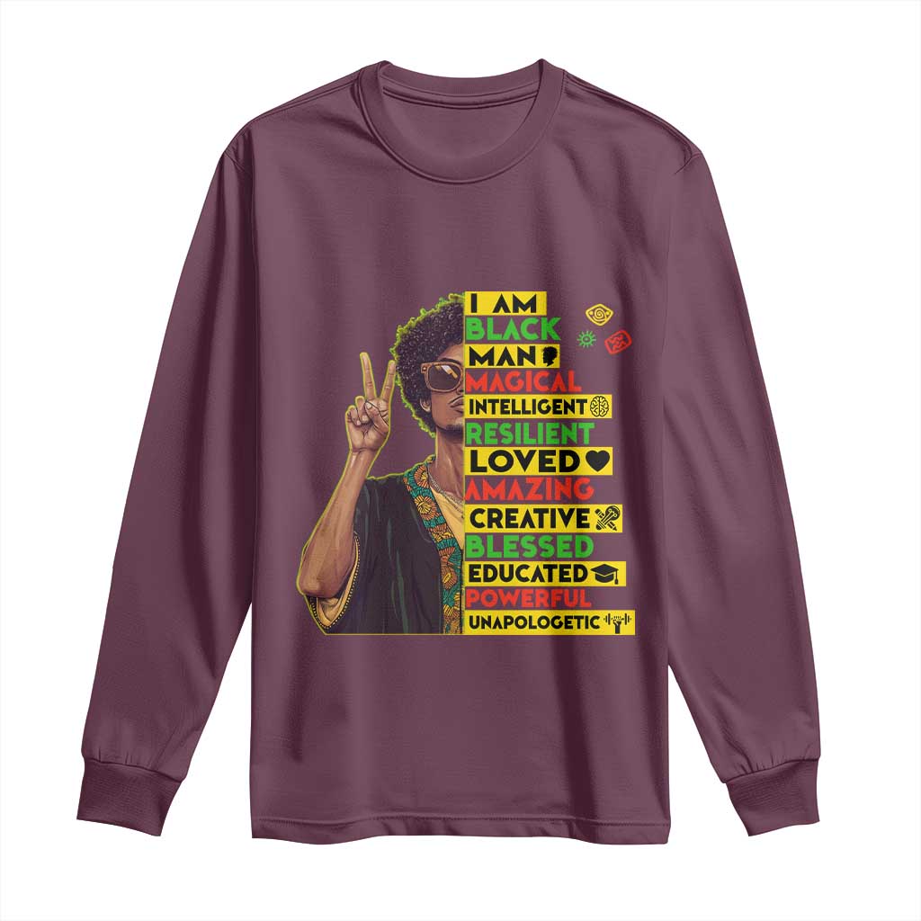 I Am Black Woman Long Sleeve Shirt Afro African American Pride Black History Month TS02 Maroon Print Your Wear