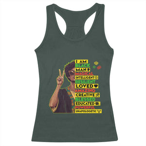 I Am Black Woman Racerback Tank Top Afro African American Pride Black History Month TS02 Dark Forest Green Print Your Wear