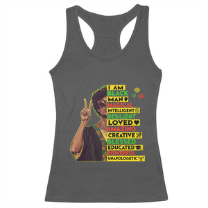 I Am Black Woman Racerback Tank Top Afro African American Pride Black History Month TS02 Dark Heather Print Your Wear