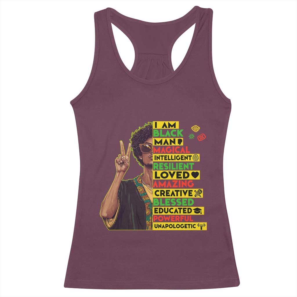 I Am Black Woman Racerback Tank Top Afro African American Pride Black History Month TS02 Maroon Print Your Wear