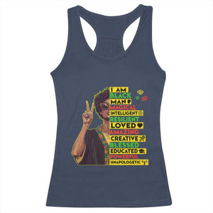 I Am Black Woman Racerback Tank Top Afro African American Pride Black History Month TS02 Navy Print Your Wear