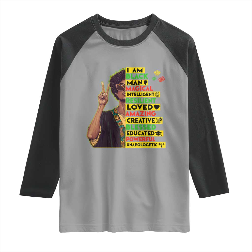 I Am Black Woman Raglan Shirt Afro African American Pride Black History Month TS02 Sport Gray Black Print Your Wear