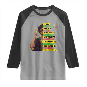 I Am Black Woman Raglan Shirt Afro African American Pride Black History Month TS02 Sport Gray Black Print Your Wear