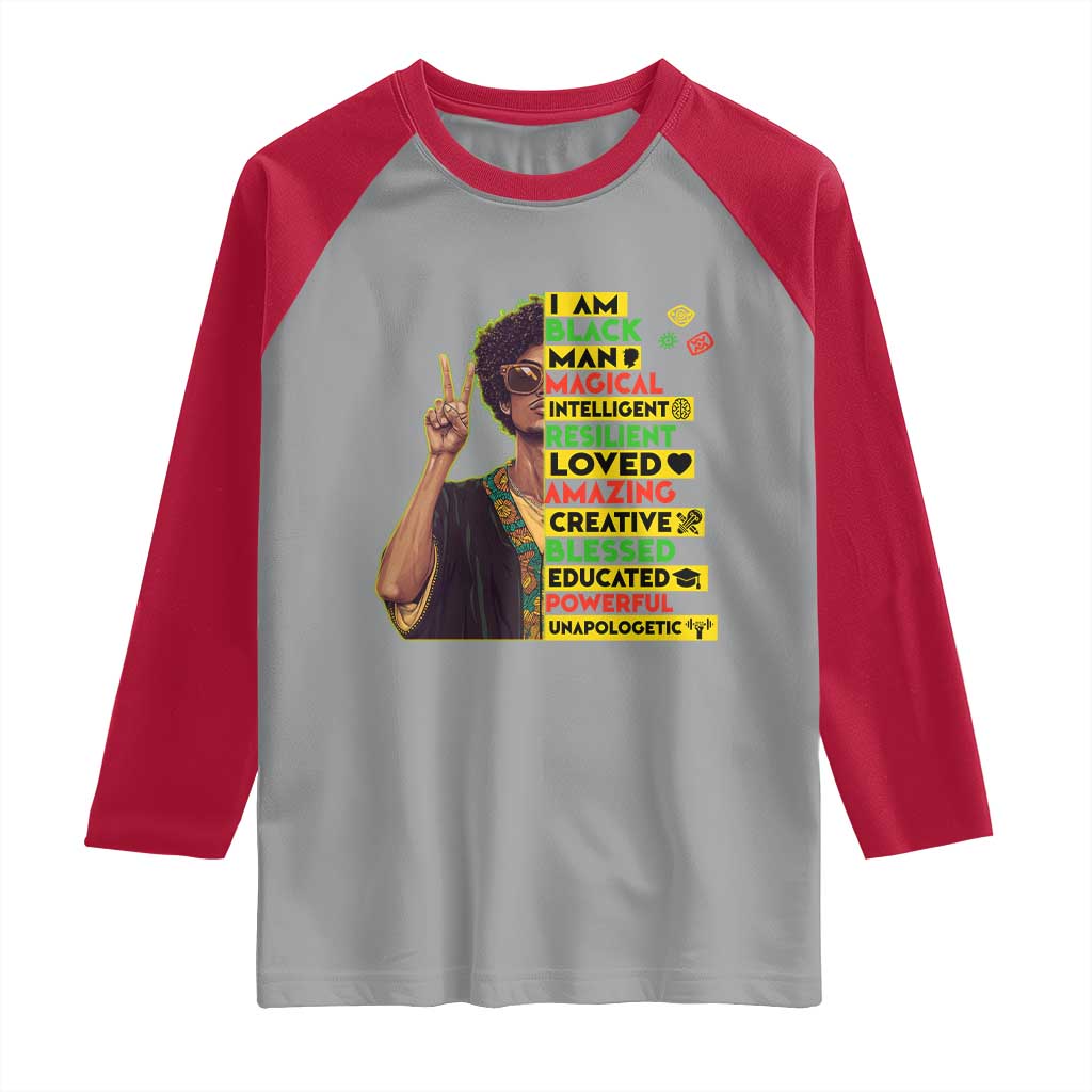 I Am Black Woman Raglan Shirt Afro African American Pride Black History Month TS02 Sport Gray Red Print Your Wear