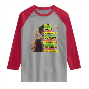 I Am Black Woman Raglan Shirt Afro African American Pride Black History Month TS02 Sport Gray Red Print Your Wear