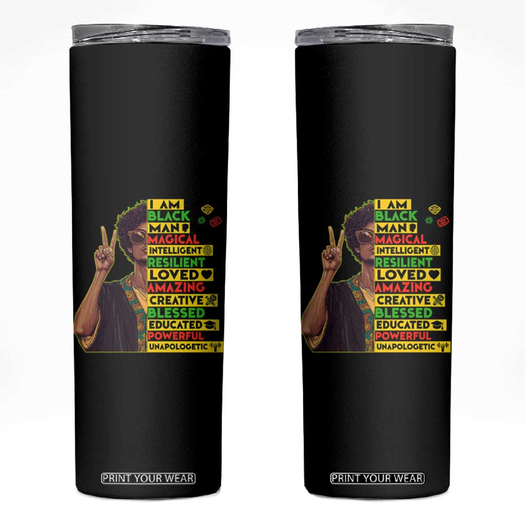 I Am Black Woman Skinny Tumbler Afro African American Pride Black History Month TS02 Black Print Your Wear