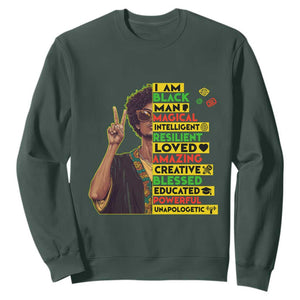 I Am Black Woman Sweatshirt Afro African American Pride Black History Month TS02 Dark Forest Green Print Your Wear