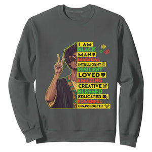 I Am Black Woman Sweatshirt Afro African American Pride Black History Month TS02 Dark Heather Print Your Wear