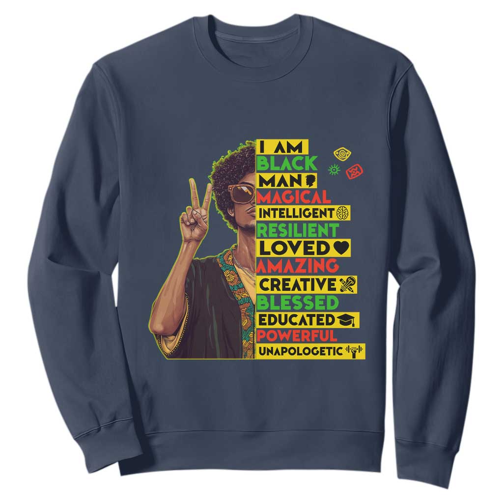 I Am Black Woman Sweatshirt Afro African American Pride Black History Month TS02 Navy Print Your Wear