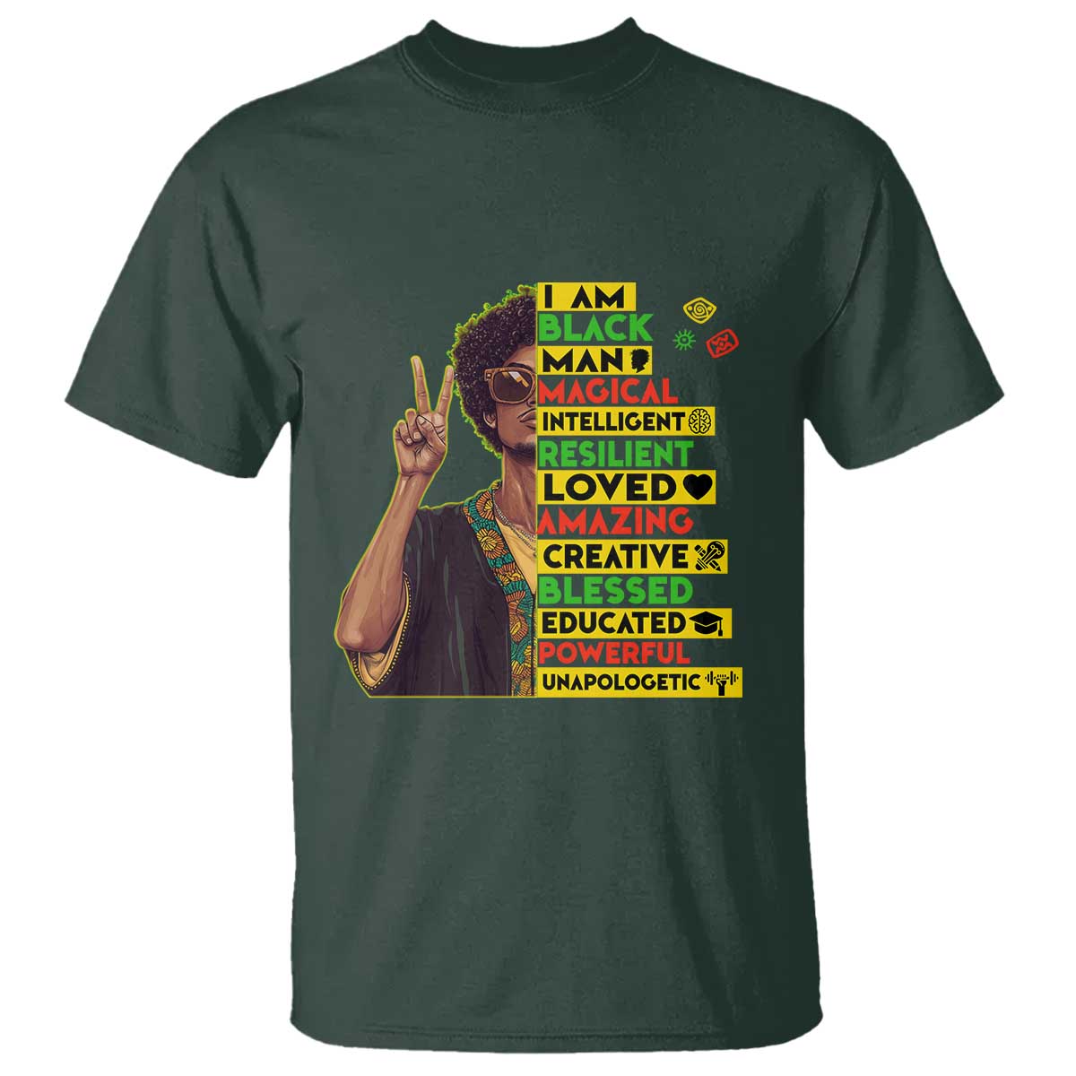 I Am Black Woman T Shirt Afro African American Pride Black History Month TS02 Dark Forest Green Print Your Wear