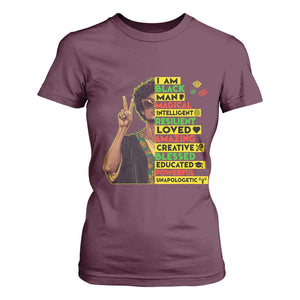 I Am Black Woman T Shirt For Women Afro African American Pride Black History Month TS02 Maroon Print Your Wear