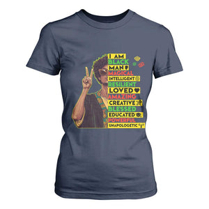 I Am Black Woman T Shirt For Women Afro African American Pride Black History Month TS02 Navy Print Your Wear