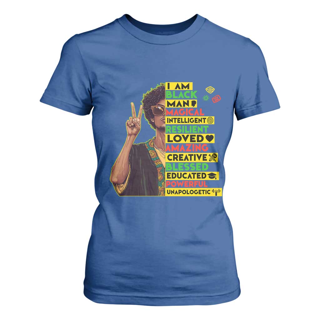 I Am Black Woman T Shirt For Women Afro African American Pride Black History Month TS02 Royal Blue Print Your Wear