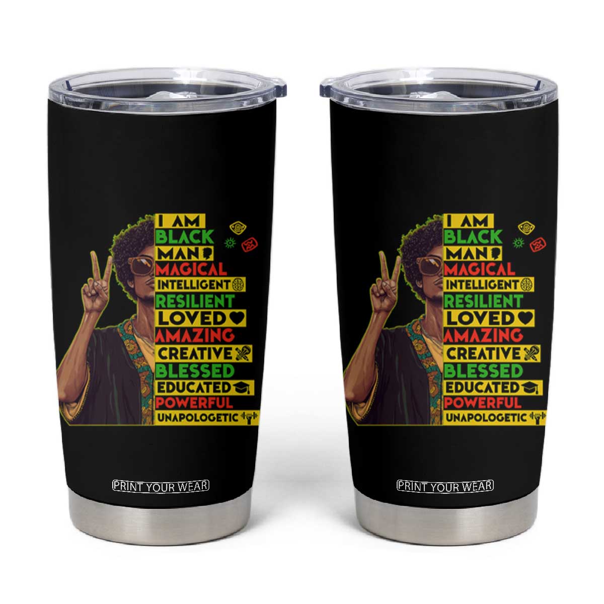 I Am Black Woman Tumbler Cup Afro African American Pride Black History Month TS02 Black Print Your Wear