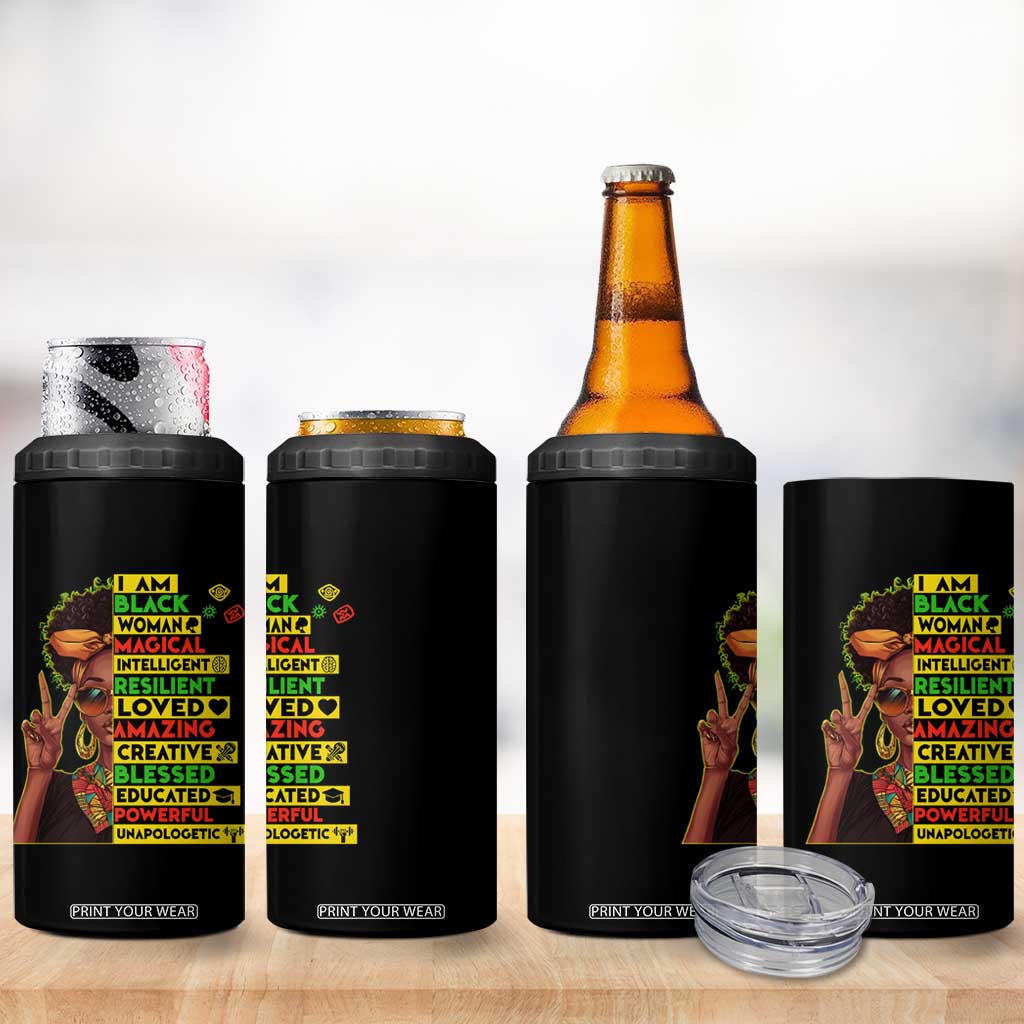 I Am Black Man 4 in 1 Can Cooler Tumbler Afro African American Pride Black History Month TS02 Print Your Wear