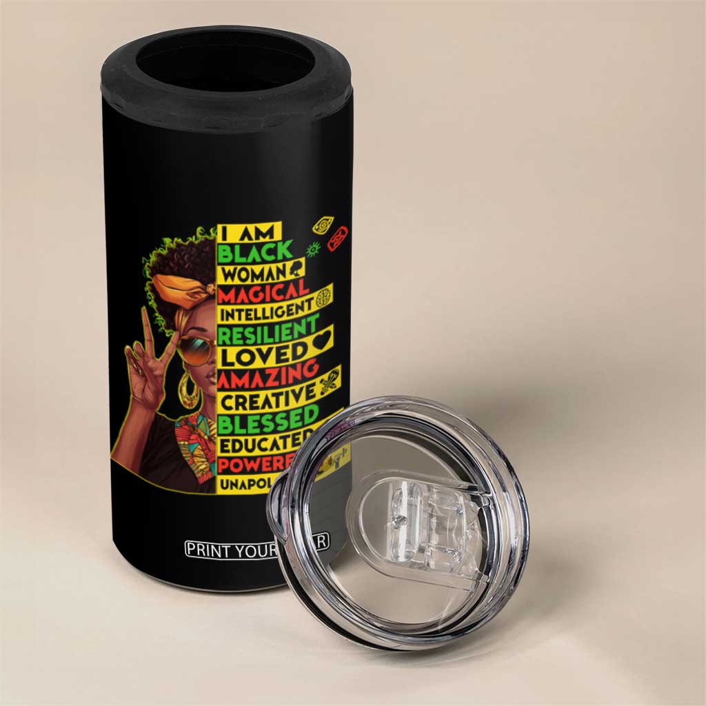 I Am Black Man 4 in 1 Can Cooler Tumbler Afro African American Pride Black History Month TS02 Print Your Wear